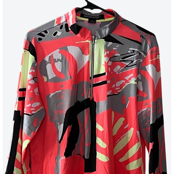 Jamie Sadock Simplicite Large Long Sleeve 1/4 Zip Active Golf Top Orange Black G - Picture 2 of 5